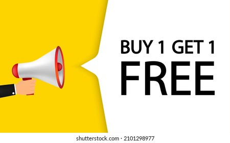 megaphone with buy 1 get 1 speech bubble.sale banner vector illustrations
