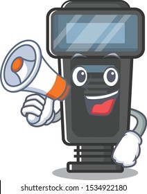 With megaphone camera flash in the cartoon shape