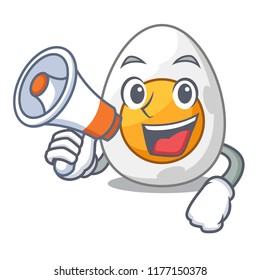 With megaphone cartoon boiled egg sliced for breakfast
