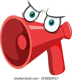 Megaphone cartoon character with facial expression illustration