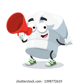 With megaphone cartoon chef cook hat baker cap character mascot on white background