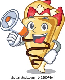 With megaphone cartoon crepe cooked in frying pan