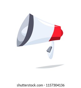 Megaphone in cartoon style. Flat vector illustration of loudspeaker.