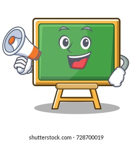 With megaphone chalk board character cartoon