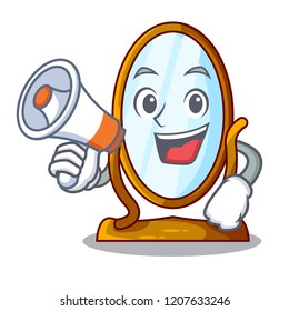 With megaphone character big mirror in beautiful frame