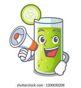 With megaphone character fresh juice of green cucumber