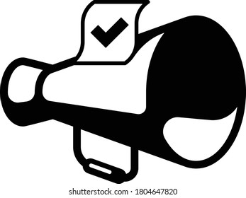 Megáfono y marca de verificación icono del vector