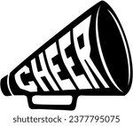 Megaphone cheer, Cheerleader Vector Black Silhouette