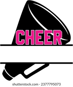 Megaphone Cheerleader Vector Pink Cheer Split Name Frame Cheerleader Vector