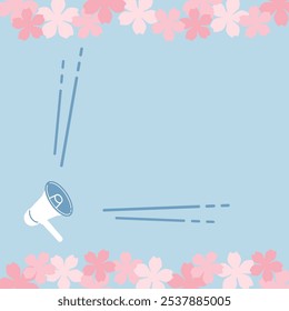 Fondo de megáfono y flor de cerezo