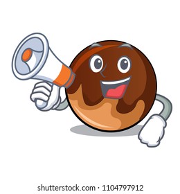 With megaphone chocolate donut character cartoon