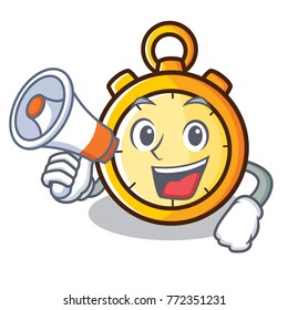 With megaphone chronometer character cartoon style