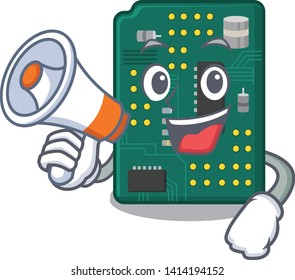 With megaphone circuit board pcb isolated with mascot