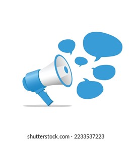 Megaphone Clean Blue and White Background, Megaphone with Free Space for Text Content.