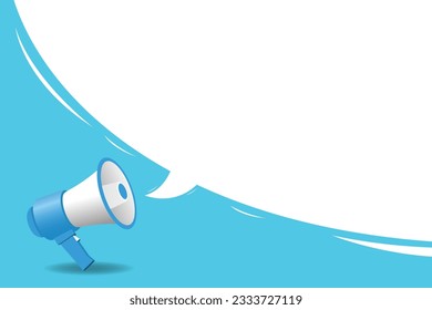 Megaphone Clean Blue and White Background, Megaphone with Free Space for Text Content.