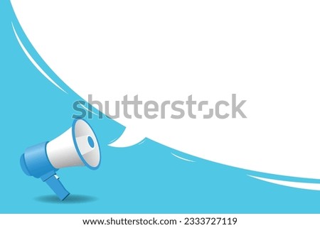 Megaphone Clean Blue and White Background, Megaphone with Free Space for Text Content.