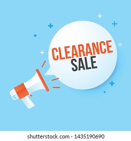 Megaphone clearance sale in speech bubble. Concept advertising sale. Vector illustration.