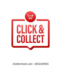 Megaphone click and collect banner. Flat style. Website vector icon. Vector stock illustration.