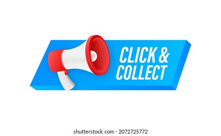 Megaphone click and collect banner. Flat style. Website vector icon. Vector stock illustration