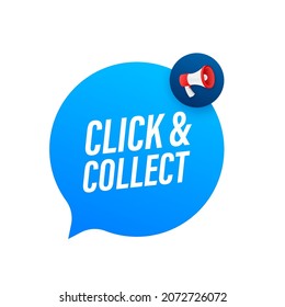 Megaphone click and collect banner. Flat style. Website vector icon. Vector stock illustration