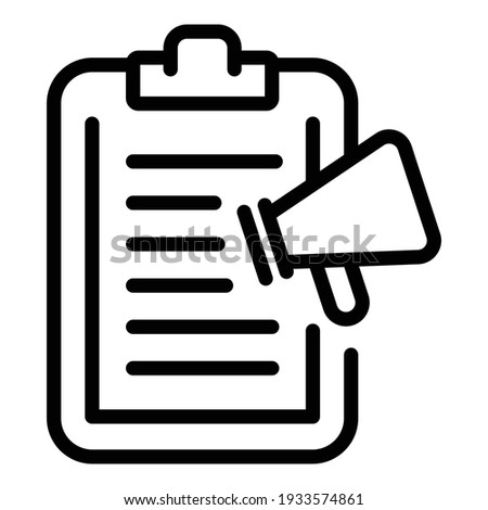 Megaphone clipboard icon. Outline megaphone clipboard vector icon for web design isolated on white background