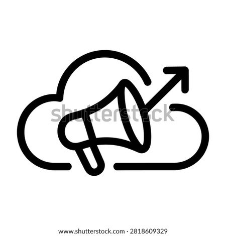 A megaphone with a cloud and an upward arrow