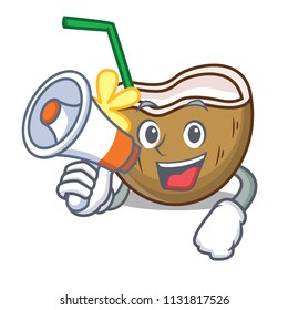 With megaphone cocktail coconut character cartoon