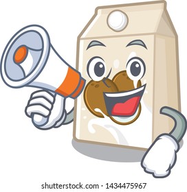With megaphone coconut milk in a cartoon bottle
