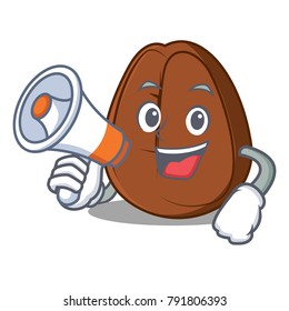 With megaphone coffee bean character cartoon