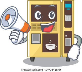 With megaphone coffee vending machine isolated the mascot