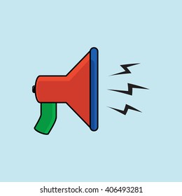 Megaphone color icon vector. Megaphone for social media marketing. Flat modern loudspeaker illustration. Megaphone for lightning and fast announcement.