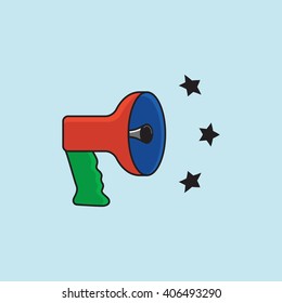Megaphone color icon vector. Megaphone for social media marketing. Flat modern loudspeaker illustration. Megaphone for star and hit announcement.