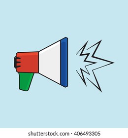 Megaphone color icon vector. Megaphone for social media marketing. Flat modern loudspeaker illustration. Megaphone for bomb and explosive announcement.