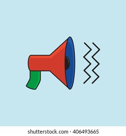 Megaphone color icon vector. Megaphone for social media marketing. Flat modern loudspeaker illustration. Megaphone for multiple, distant and long announcement. 