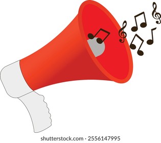 Megaphone color icon, Voice speech icon, speaker sound symbol, loudspeaker sign, Speaker icon color, Music notes wave, sound wave line symbol, acoustic composition, Musical note, music sound, musical 