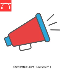 Megaphone color line icon, fake news and propaganda, loudspeaker sign vector graphics, editable stroke filled outline icon, eps 10
