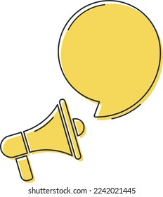 Megaphone und bunt gelbe Sprachblase mit Zitat. Blog-Management, Blogging und Schreiben für Website. Concept Poster für soziale Netzwerke, Werbung, Banner