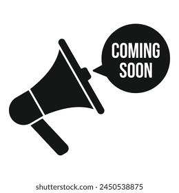 Megaphone coming soon icon simple vector. New add brand. Arrival release