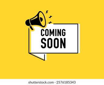 Megaphone with Coming soon speech bubble. Loudspeaker. Banner for business, marketing and advertising. Vector illustration.	