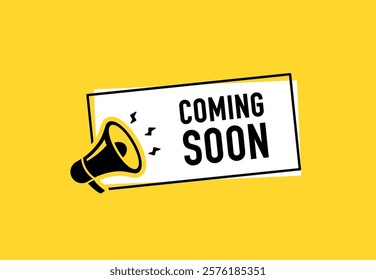 Megaphone with Coming soon speech bubble. Loudspeaker. Banner for business, marketing and advertising. Vector illustration.	