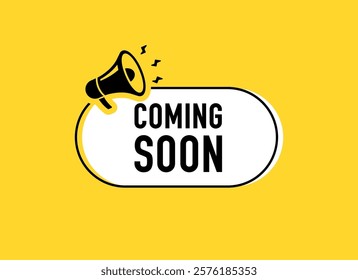 Megaphone with Coming soon speech bubble. Loudspeaker. Banner for business, marketing and advertising. Vector illustration.	