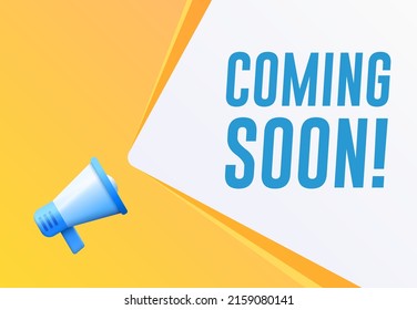 Megaphone with Coming Soon Text Banner