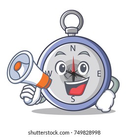 With megaphone compass character cartoon style