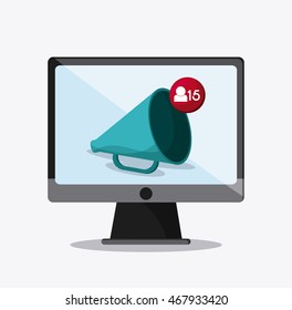 megaphone computer mail message chat communication icon. Colorfull and flat illustration vector