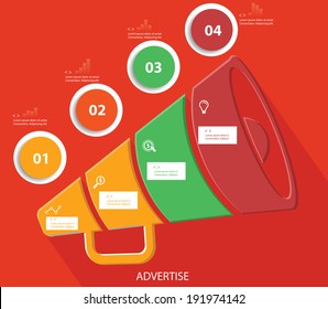 Megaphone concept info graphics,vector