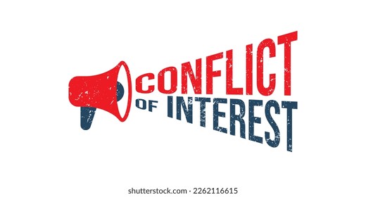 Megaphone Conflict of interest grunge rubber stamp on white background, vector illustration