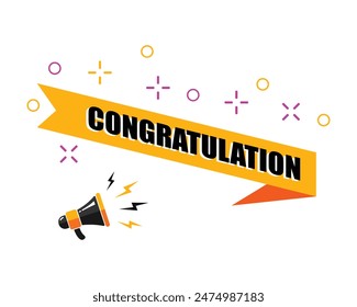 megaphone with Congratulation speech bubble, business design, marketing, announcement, discount, cashback. creative banner. editable vector eps 10.