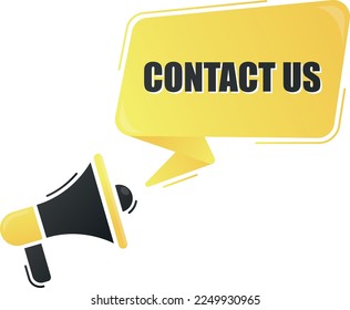 Megaphone Kontakt mit auf gelbem Hintergrund. Megaphonbanner. Webdesign.