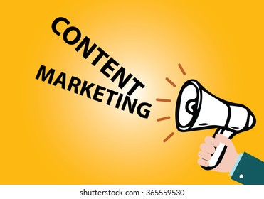 megaphone with CONTENT MARKETING announcement ,business concept ,business idea