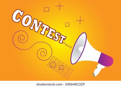 Megaphone with contest speech bubble banner for business concept illustration